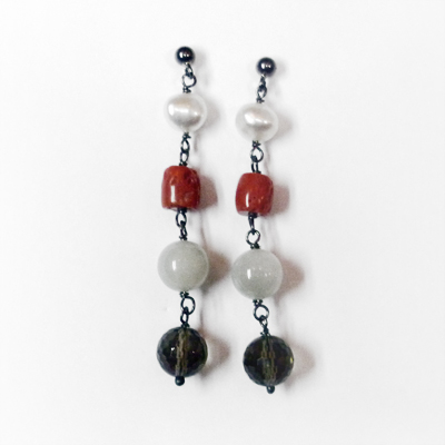 Argento brunito 925/ooo coralli perle pietra luna fume
