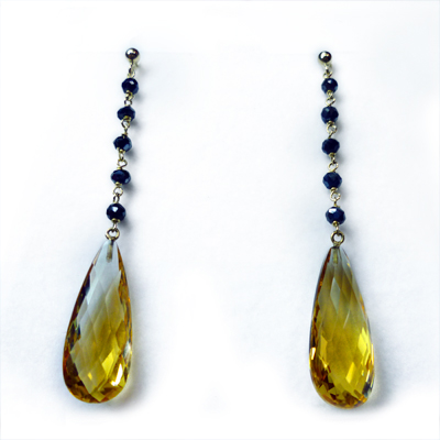 Oro giallo 750/ooo spinelli gocce quarzo citrino